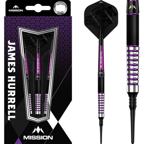 Mission James Hurrell Darts - Soft Tip - Hillbilly - Black & Purple - 18g 18g