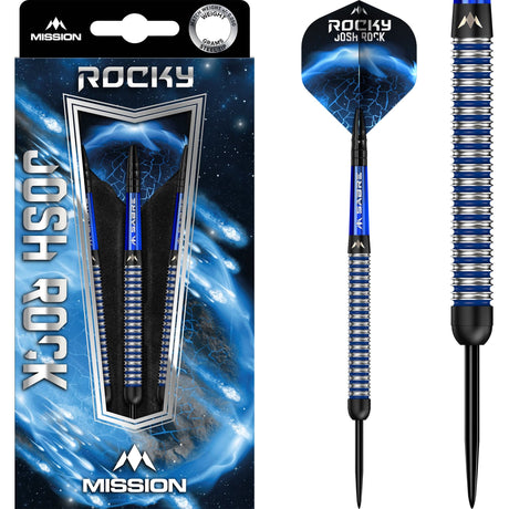 Mission Josh Rock Darts - Steel Tip - The Rock - Black & Blue 22g