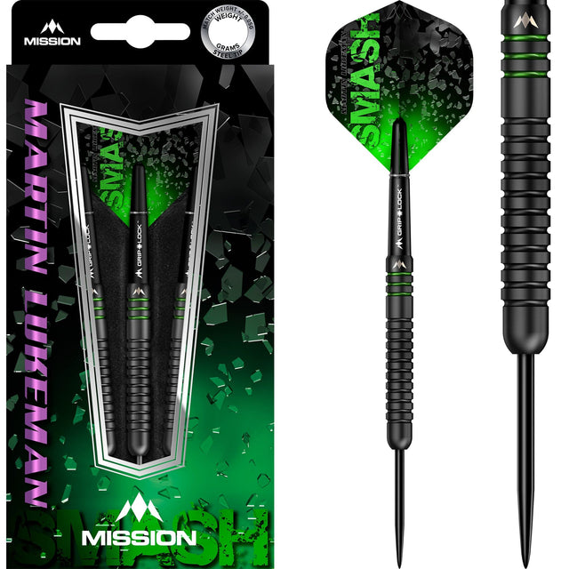 Mission Martin Lukeman Darts - Steel Tip -  90% - Smash - Black Titanium 25g