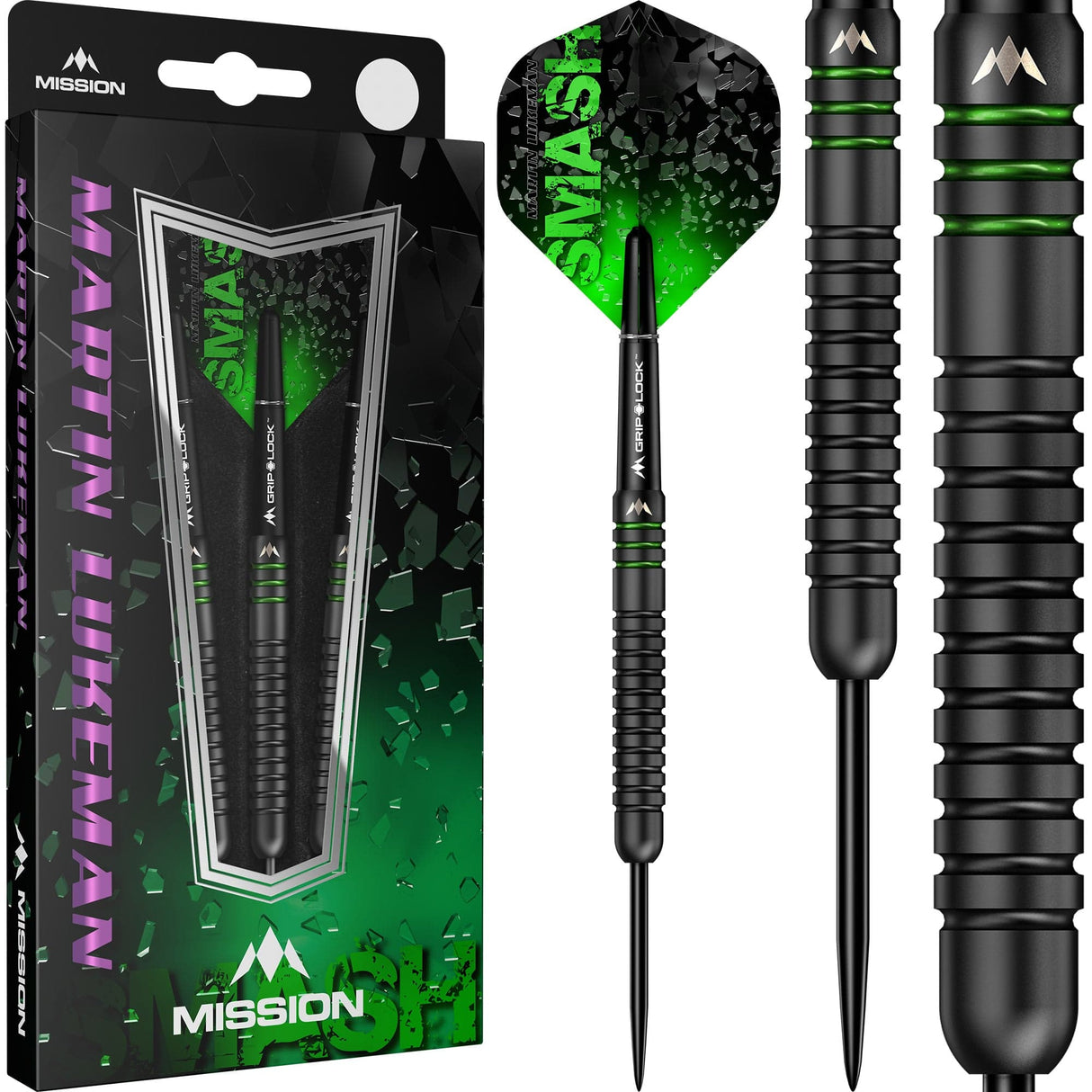 Mission Martin Lukeman Darts - Steel Tip -  90% - Smash - Black Titanium 25g