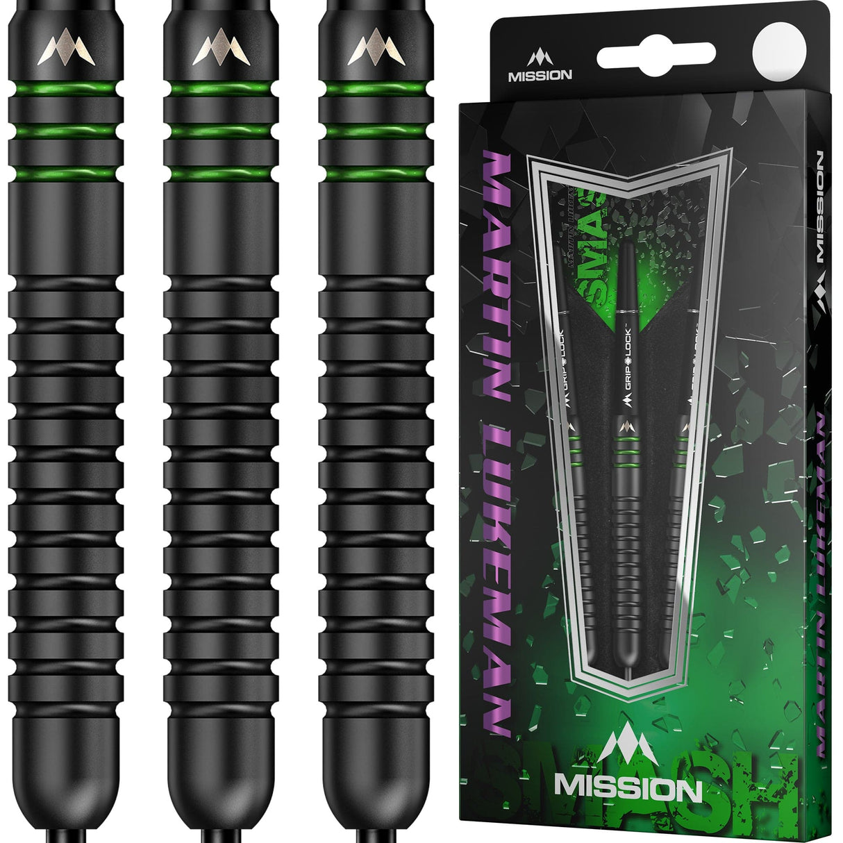 Mission Martin Lukeman Darts - Steel Tip -  90% - Smash - Black Titanium 25g