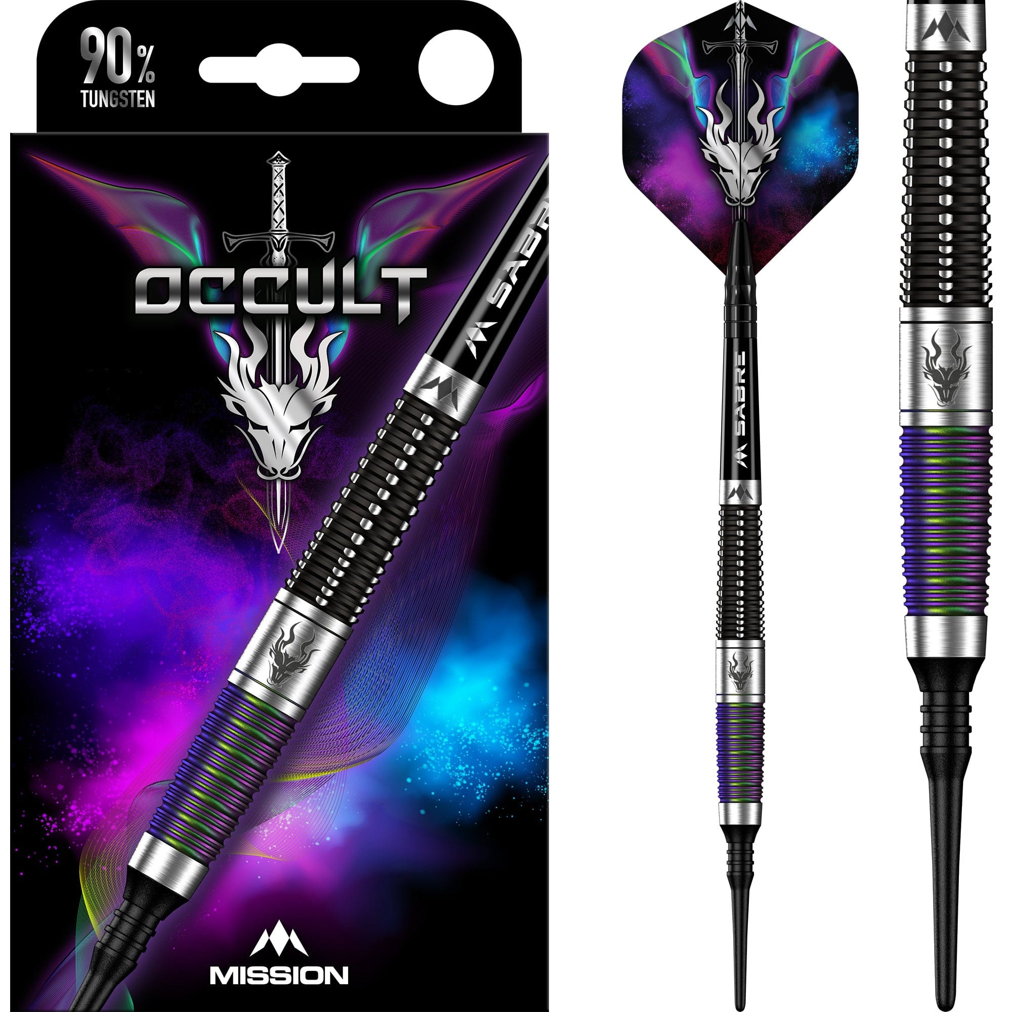 Mission Occult Darts - Soft Tip - 90% - Black & Coral PVD