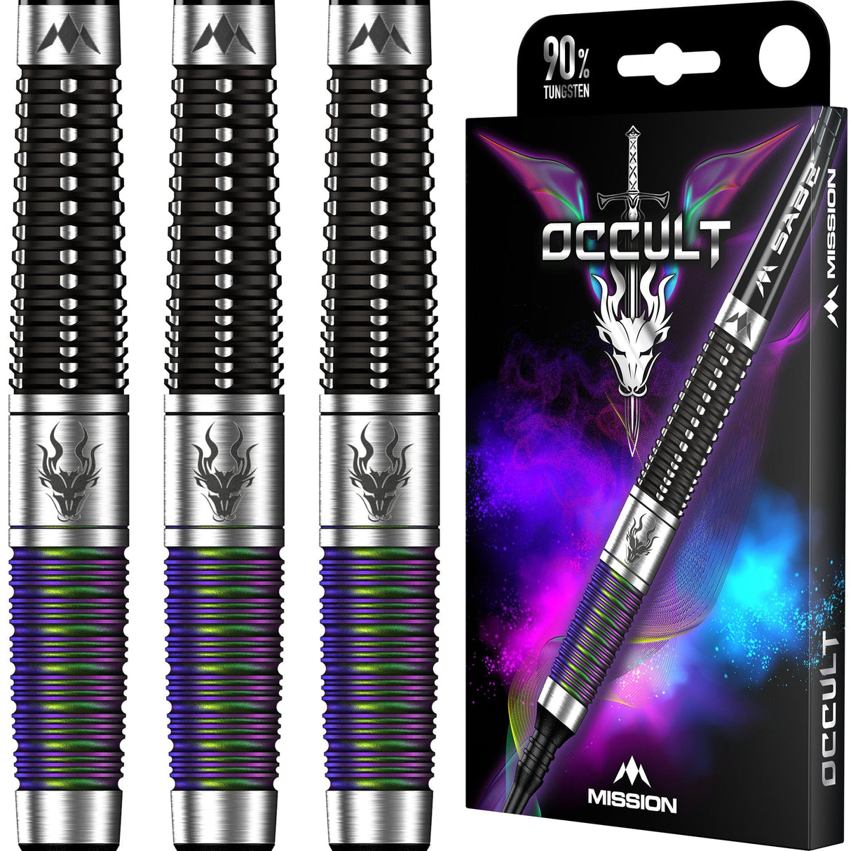 Mission Occult Darts - Soft Tip - 90% - Black & Coral PVD 18g