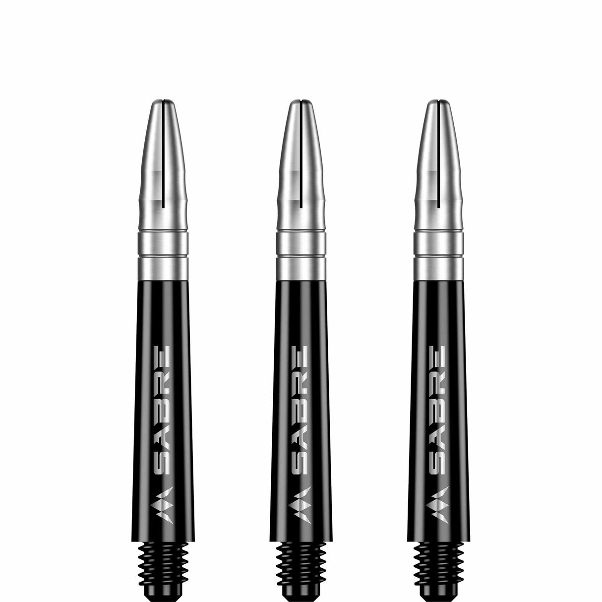 Mission Sabre Shafts - Polycarbonate Dart Stems - Black - Silver Top Tweenie