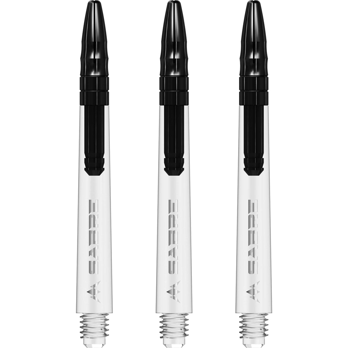 Mission Sabre Shafts - Polycarbonate Dart Stems - Clear - Black Top Medium