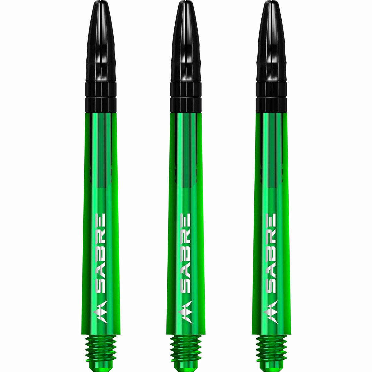 Mission Sabre Shafts - Polycarbonate Dart Stems - Green - Black Top Medium