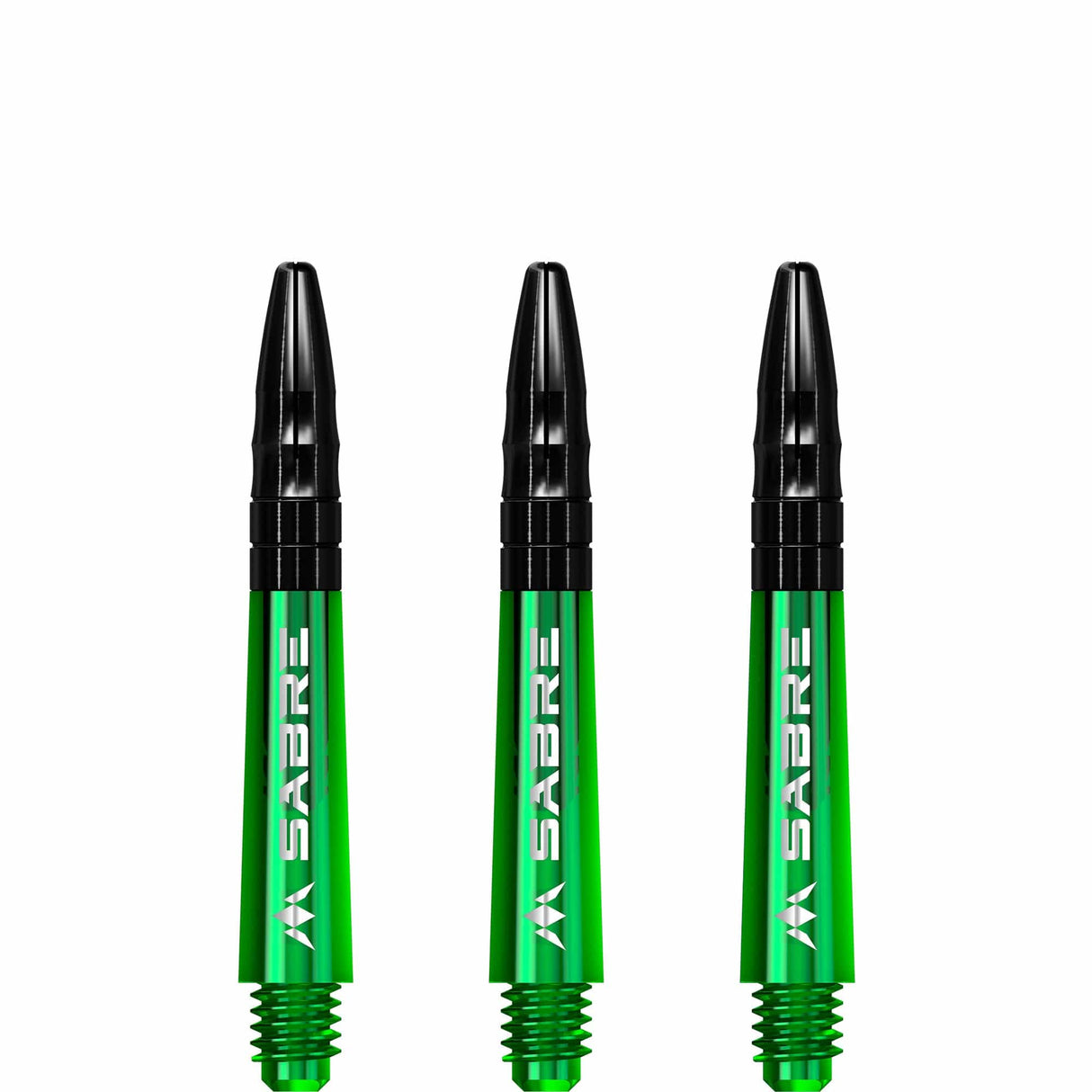 Mission Sabre Shafts - Polycarbonate Dart Stems - Green - Black Top Short
