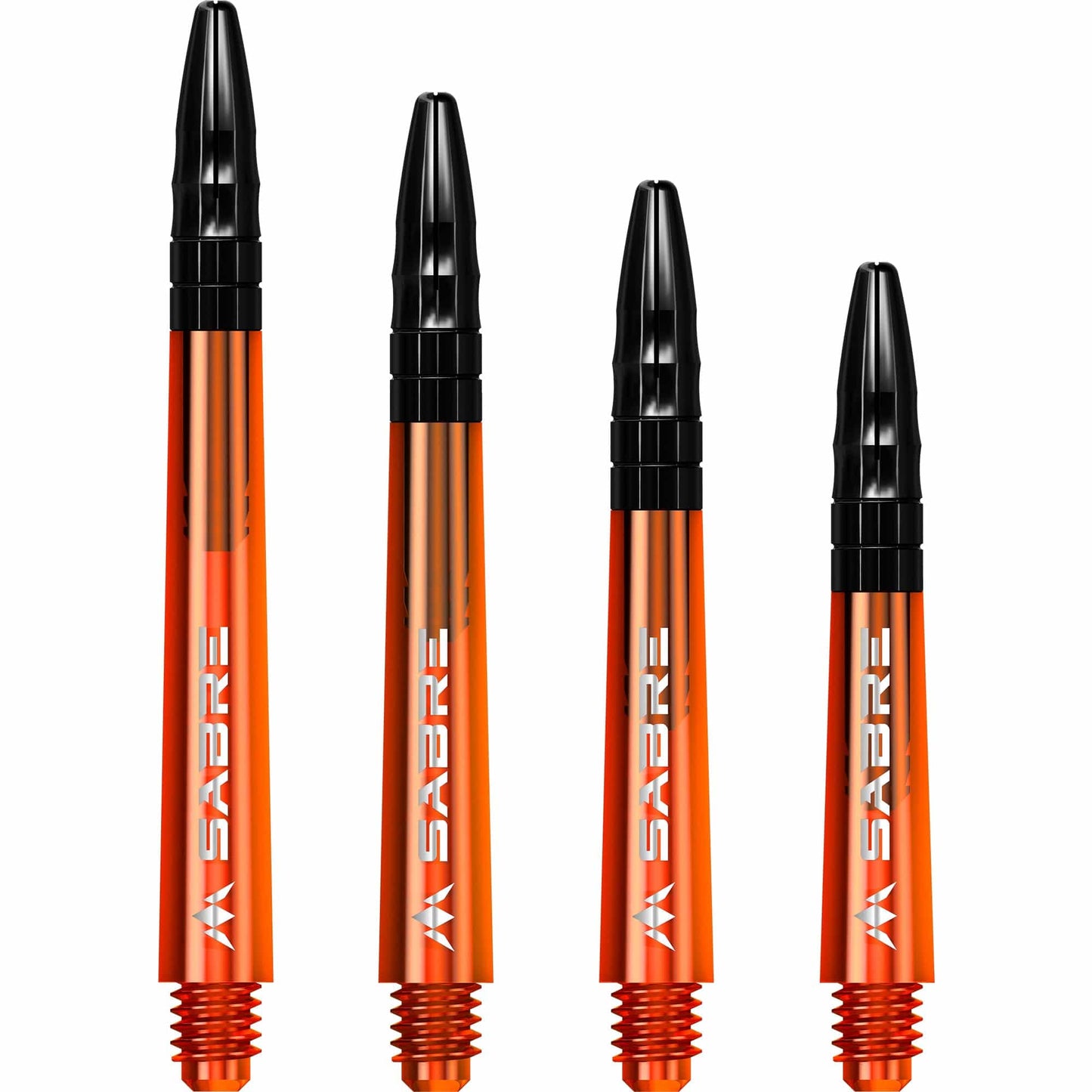 Mission Sabre Shafts - Polycarbonate Dart Stems - Orange - Black Top