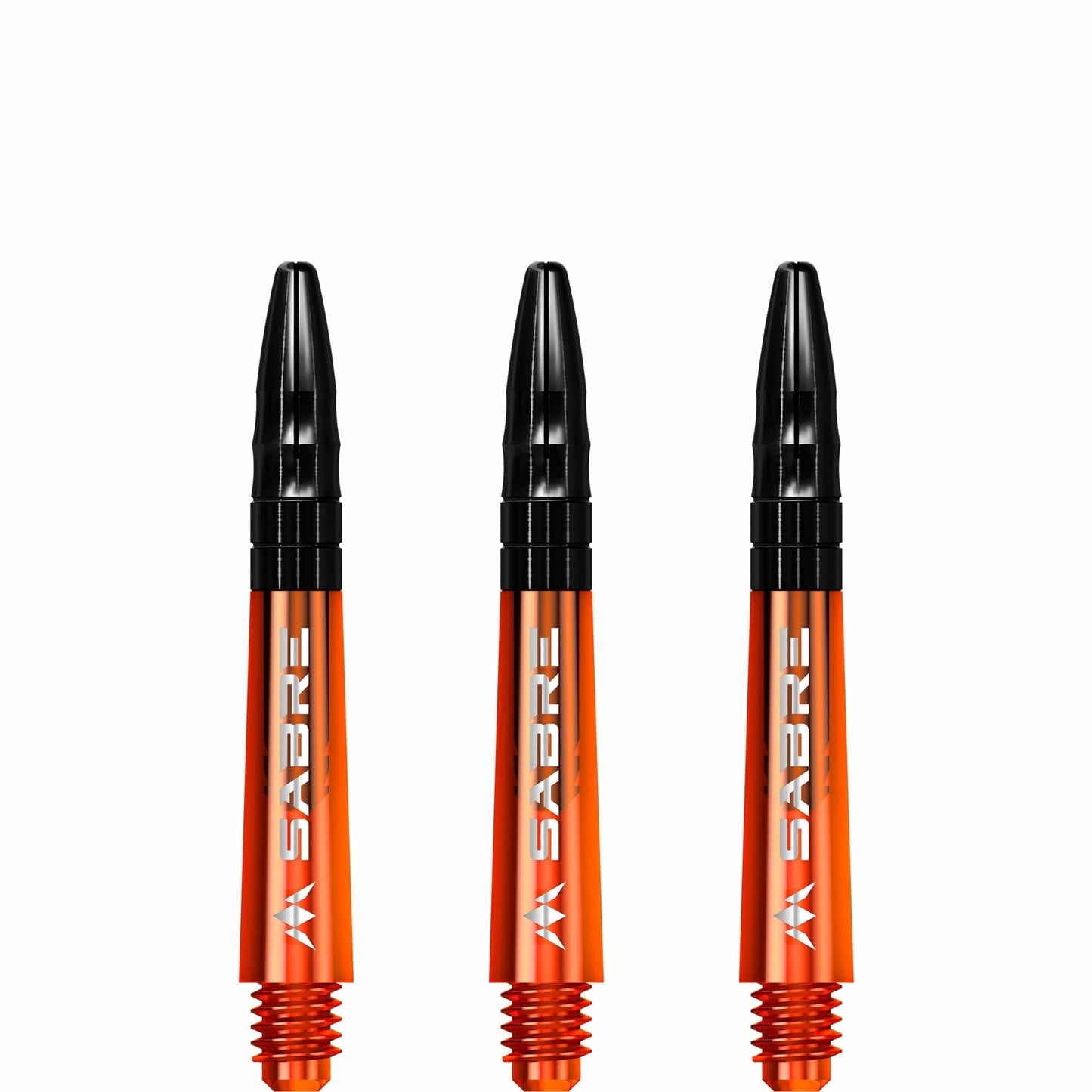 Mission Sabre Shafts - Polycarbonate Dart Stems - Orange - Black Top Short