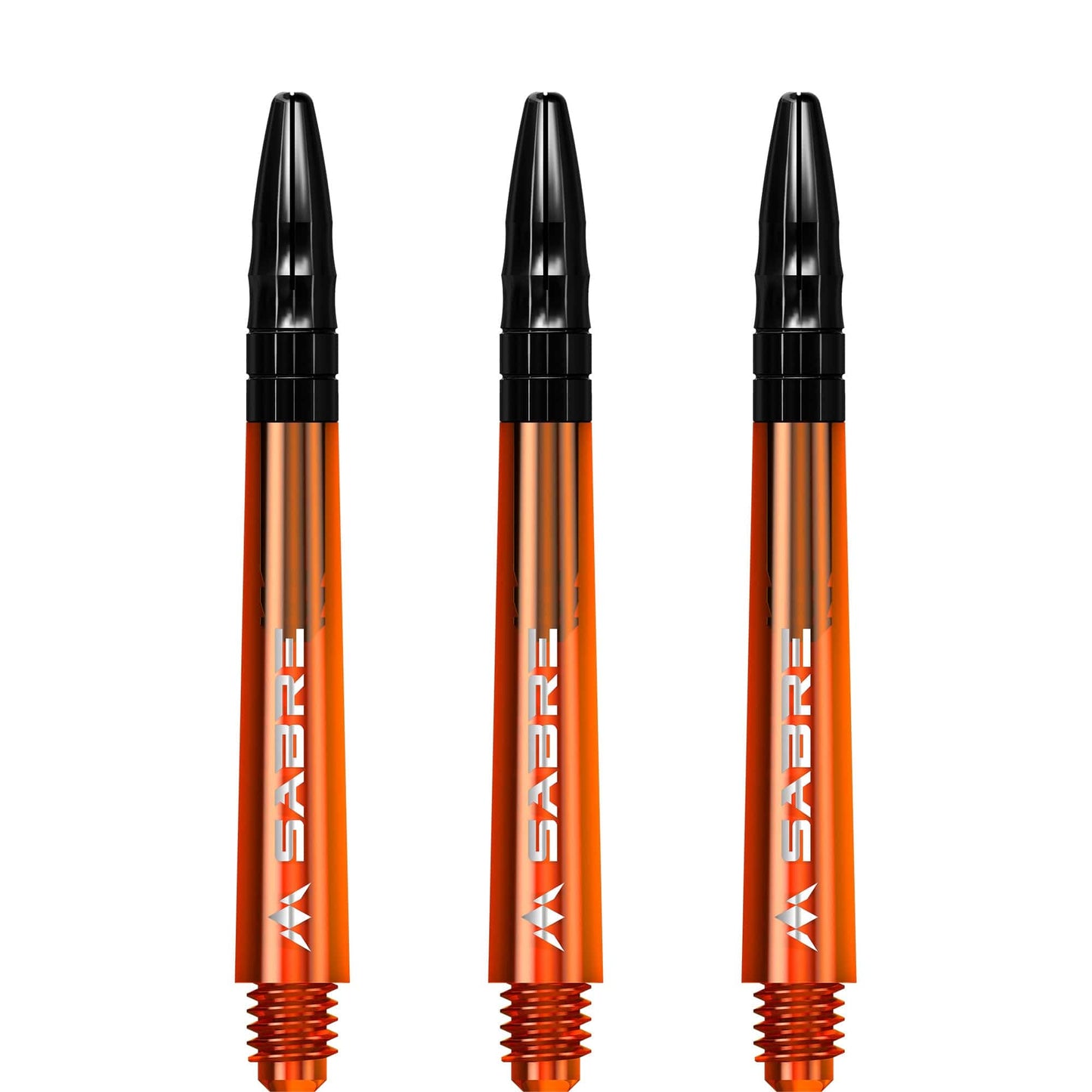 Mission Sabre Shafts - Polycarbonate Dart Stems - Orange - Black Top Tweenie Plus