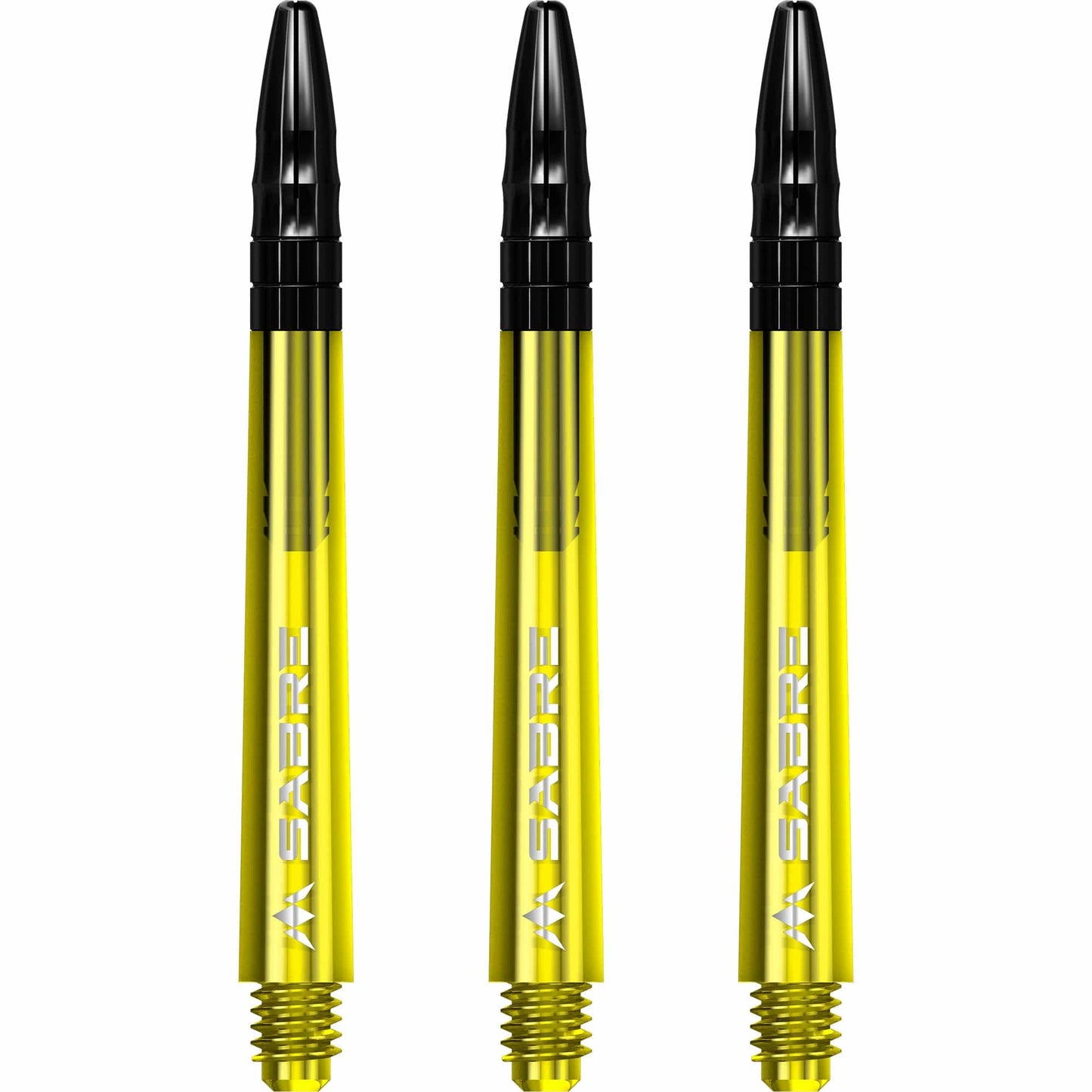 Mission Sabre Shafts - Polycarbonate Dart Stems - Yellow - Black Top Medium
