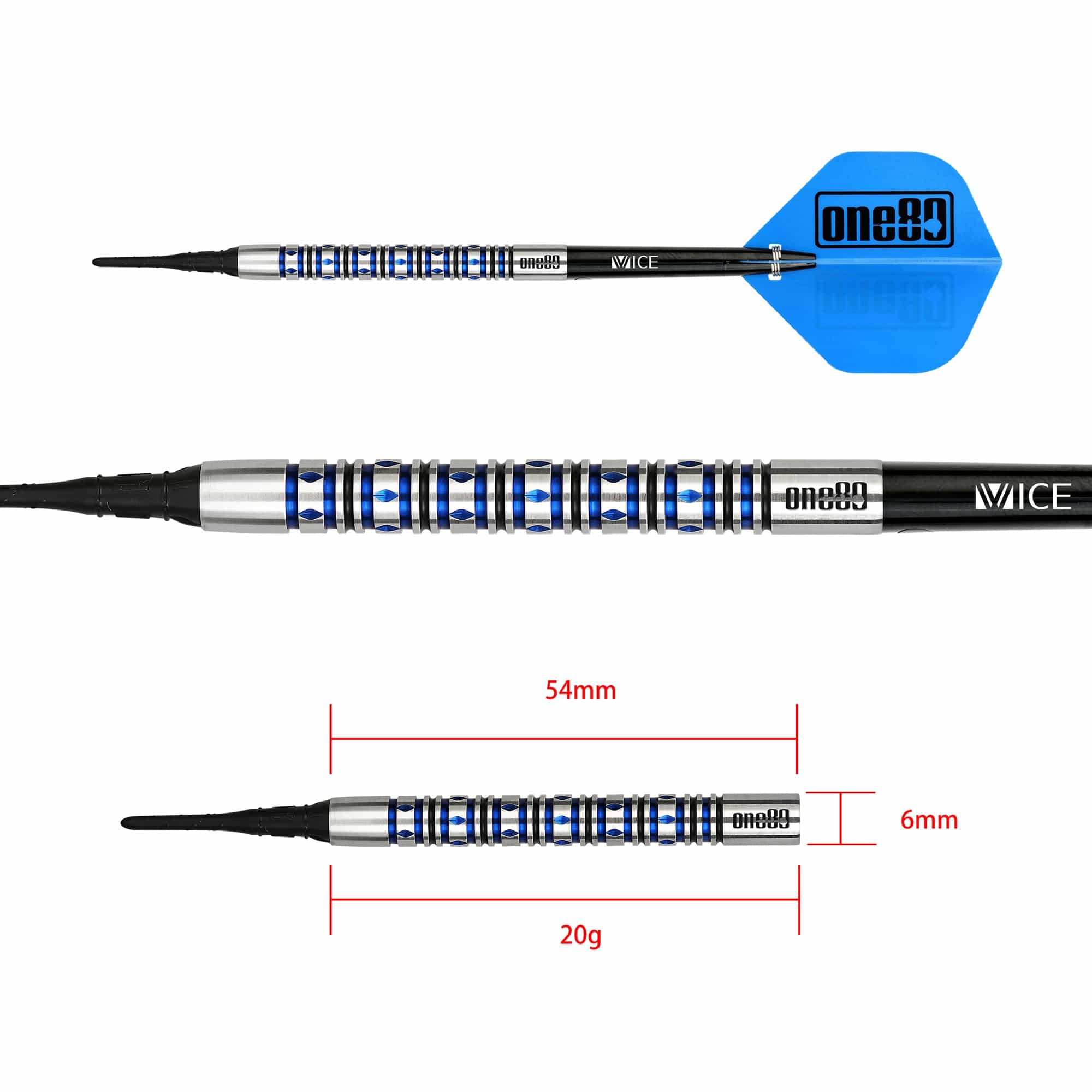 One80 Alexis Toylo Darts - Soft Tip - Cool Cat - Blue - 20g