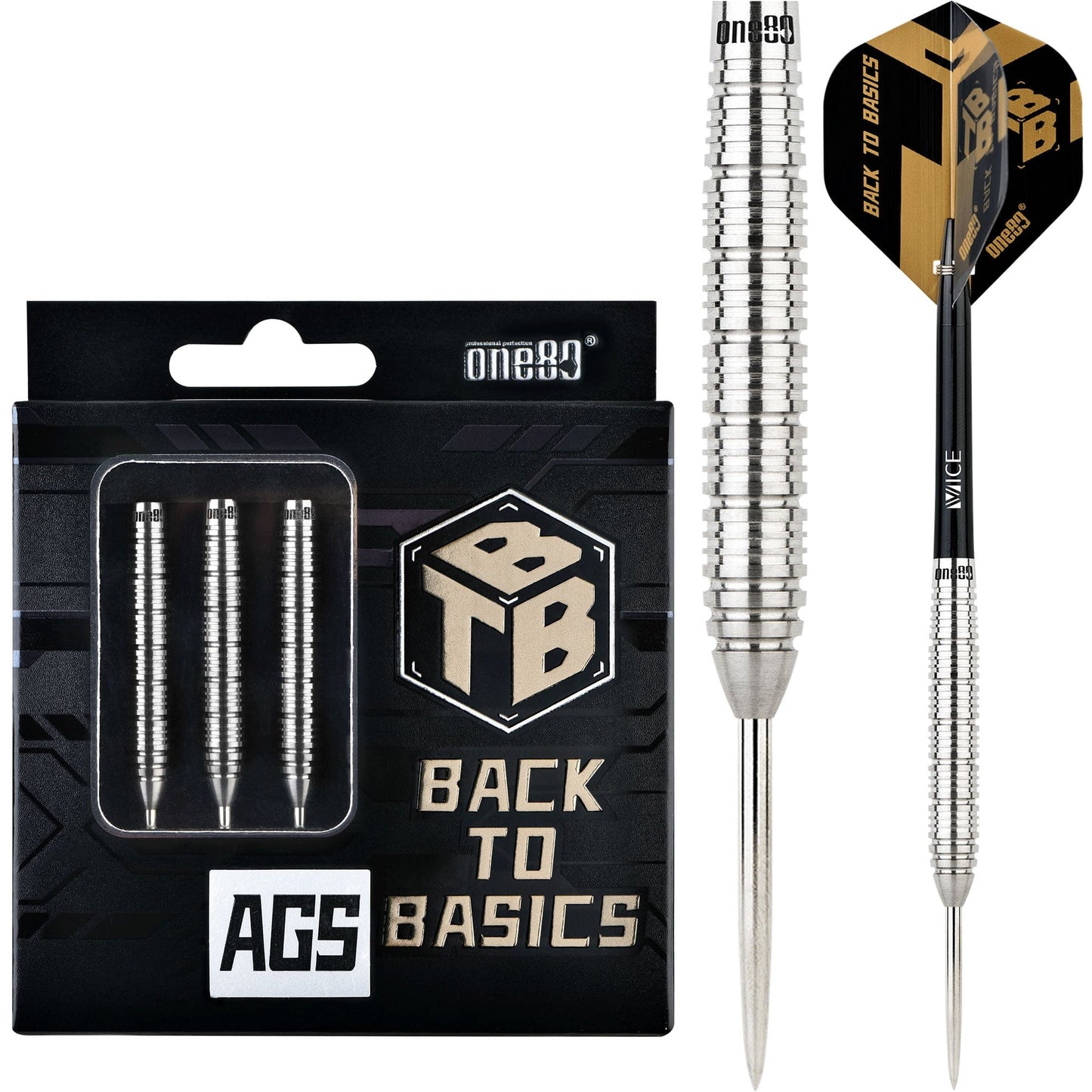 One80 Back To Basic Darts - Steel Tip - AGS - Natural - Ringed 23g