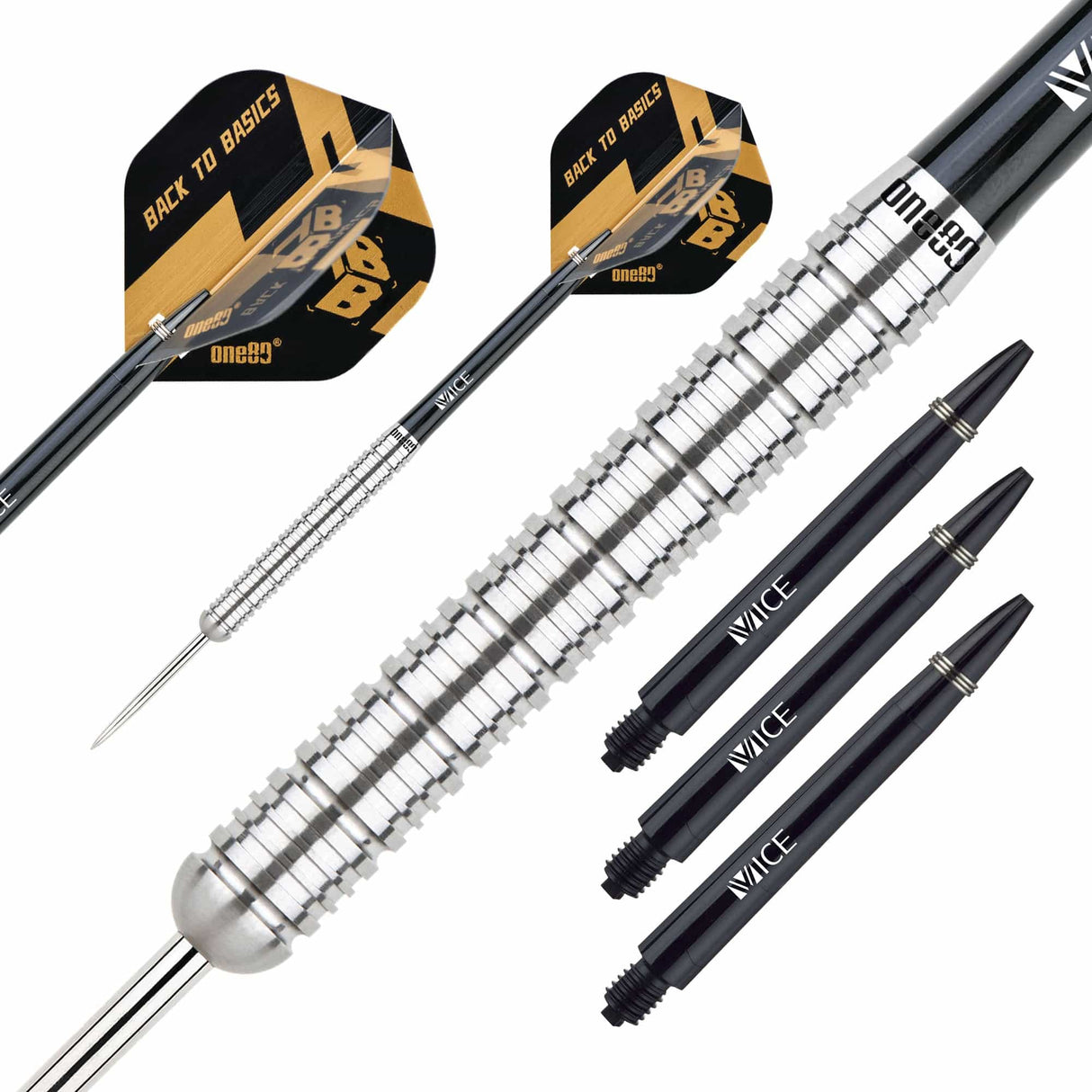 One80 Back To Basic Darts - Steel Tip - EBS - Natural - Ringed