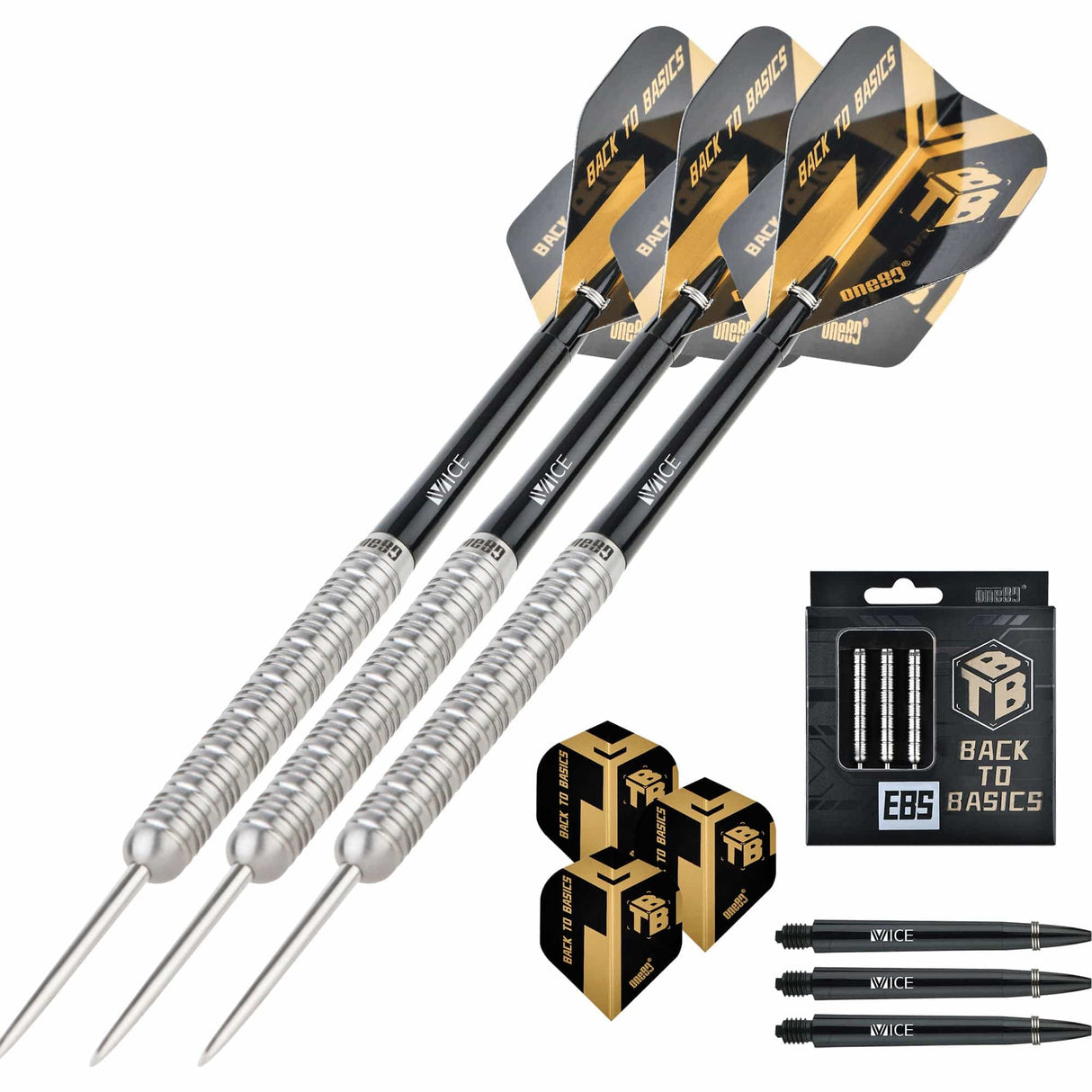 One80 Back To Basic Darts - Steel Tip - EBS - Natural - Ringed