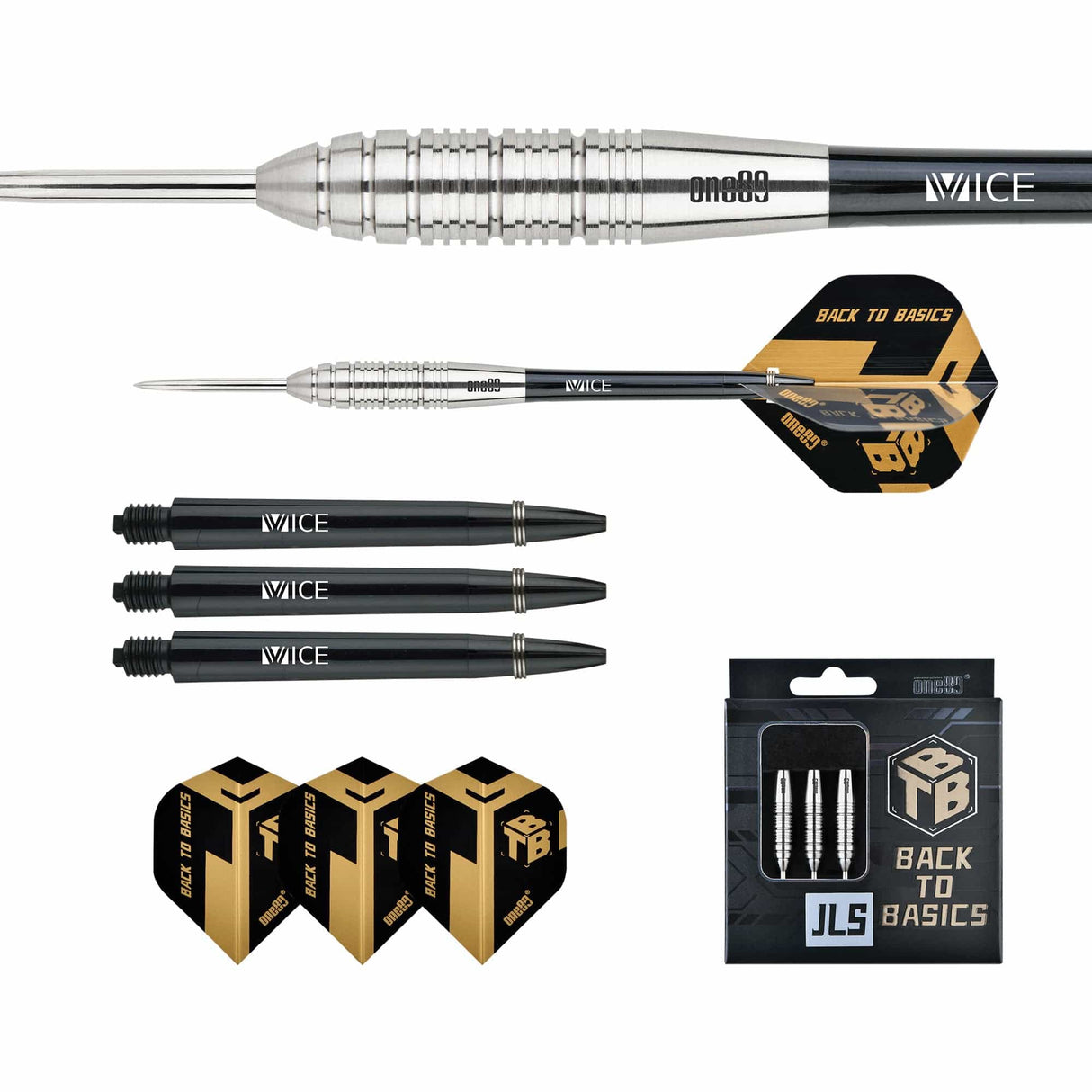 One80 Back To Basic Darts - Steel Tip - JLS - Natural - Ringed