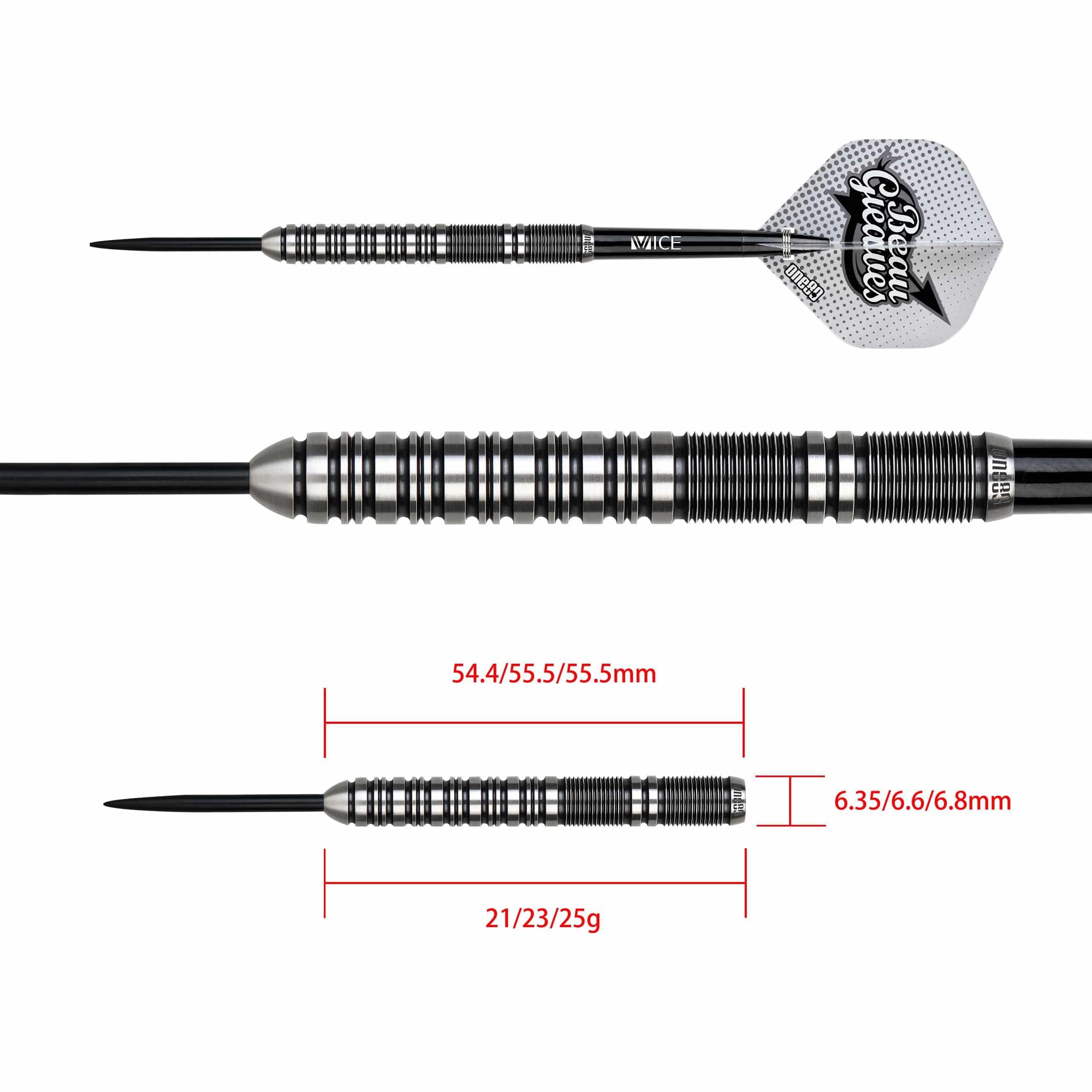 【One80】Beau Greaves HD バレル One80 Beau Greaves Darts - Steel Tip - HD - Black & Silver