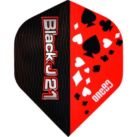 One80 Dart Flights - Standard - Black & Red - BlackJ 21