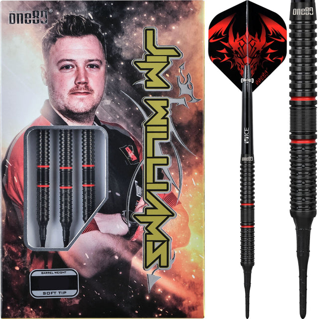 One80 Jim Williams Darts - Soft Tip - Black & Red 18g