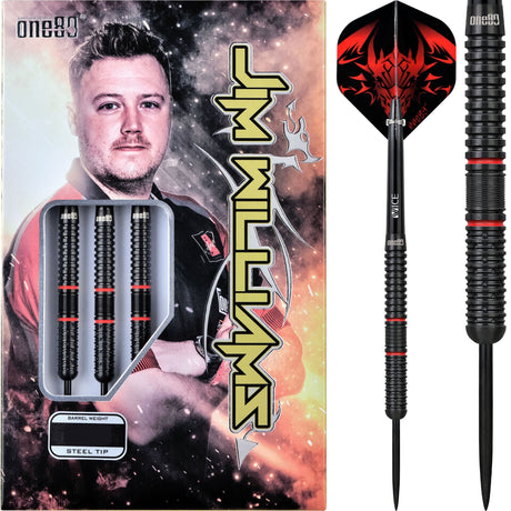 One80 Jim Williams Darts - Steel Tip - Black & Red 22g