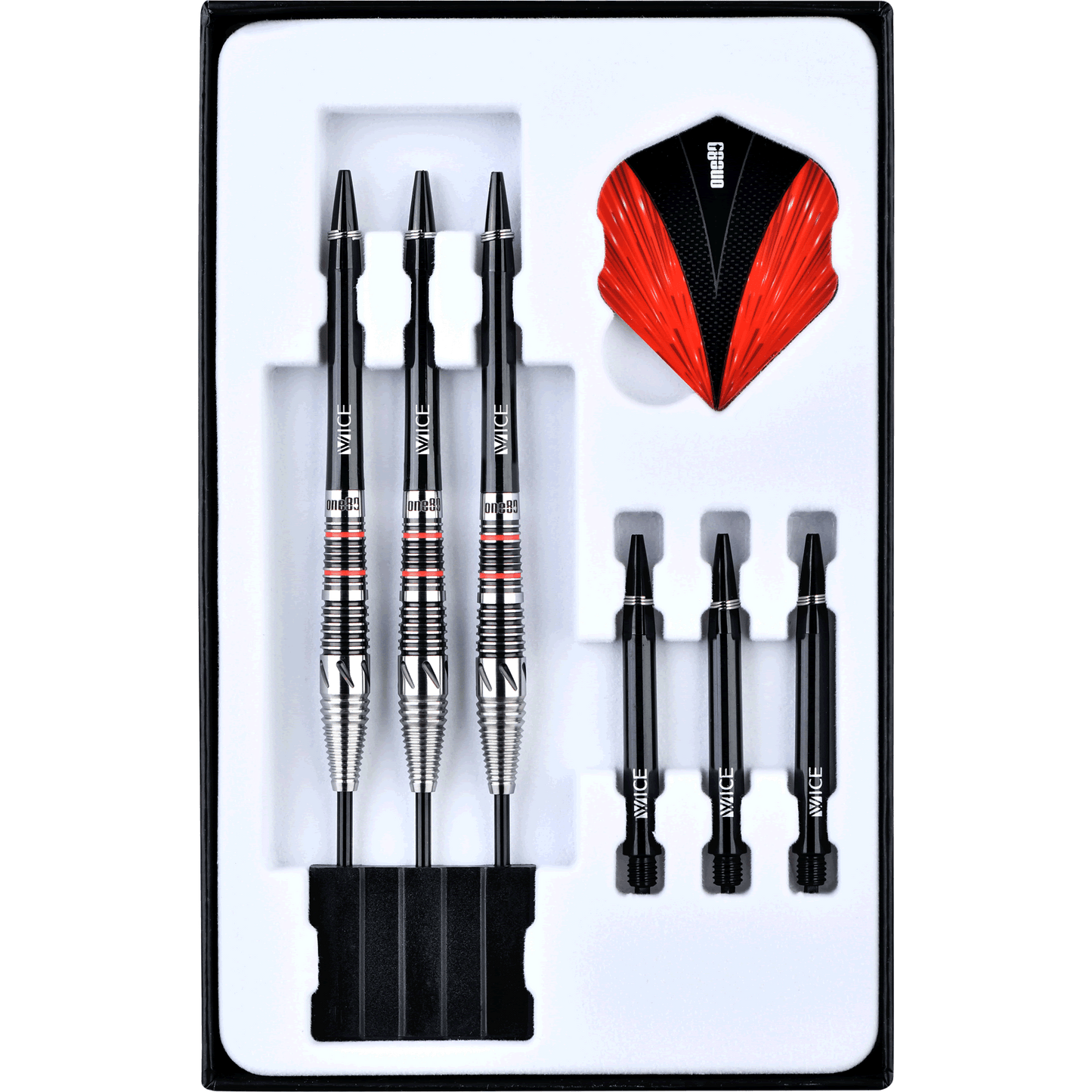 One80 Mick Lacey Darts - Steel Tip - Lone Wolf - Black & Red - 23.5g 23g