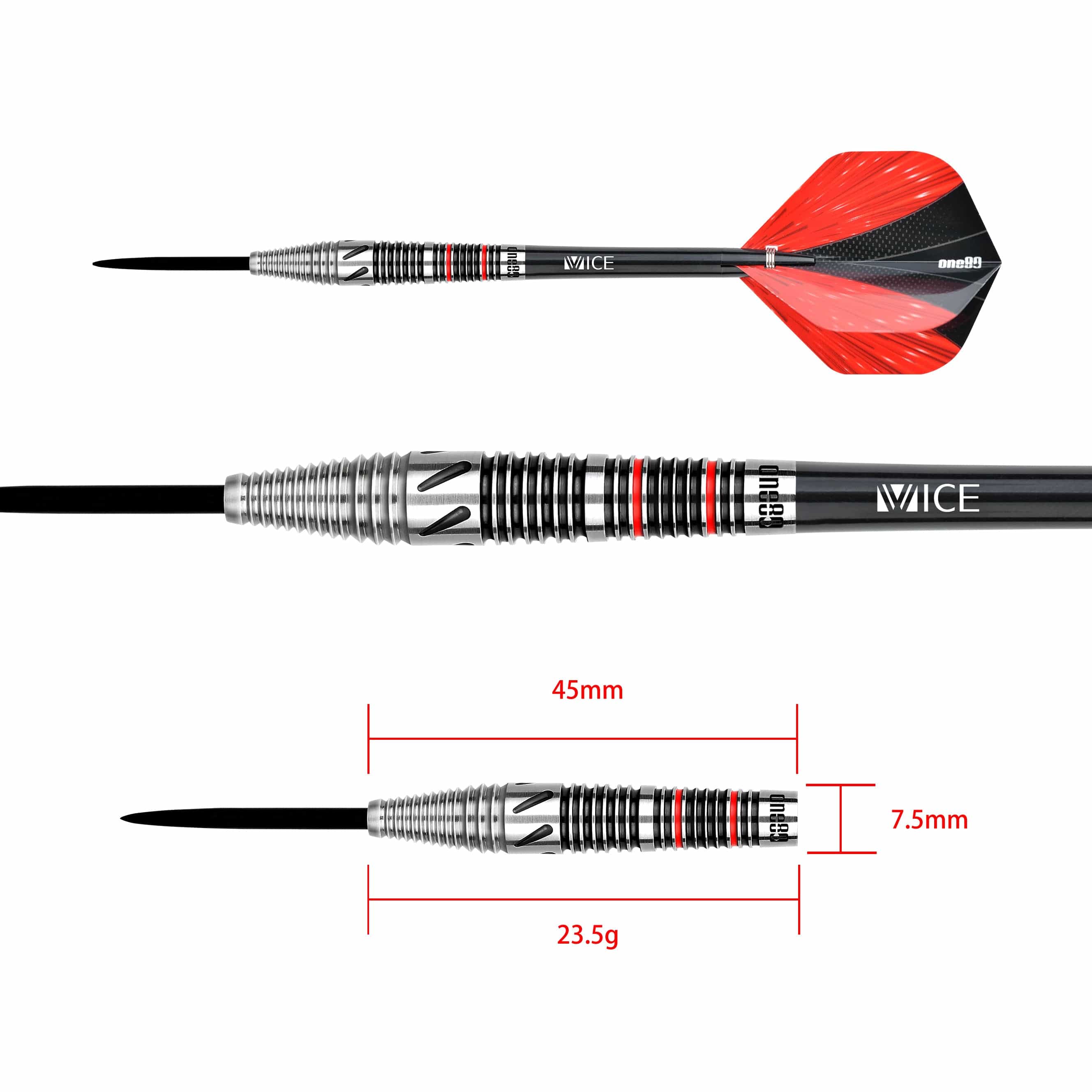ONE80 Steeldarts Mick Lacey – 90% Tungsten, 23,5g – Dart Set – NEU