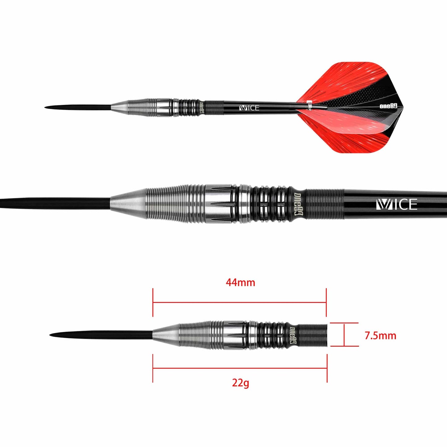 One80 Niko Springer Darts - Steel Tip - Signature - Black \ Silver - 22g 22g