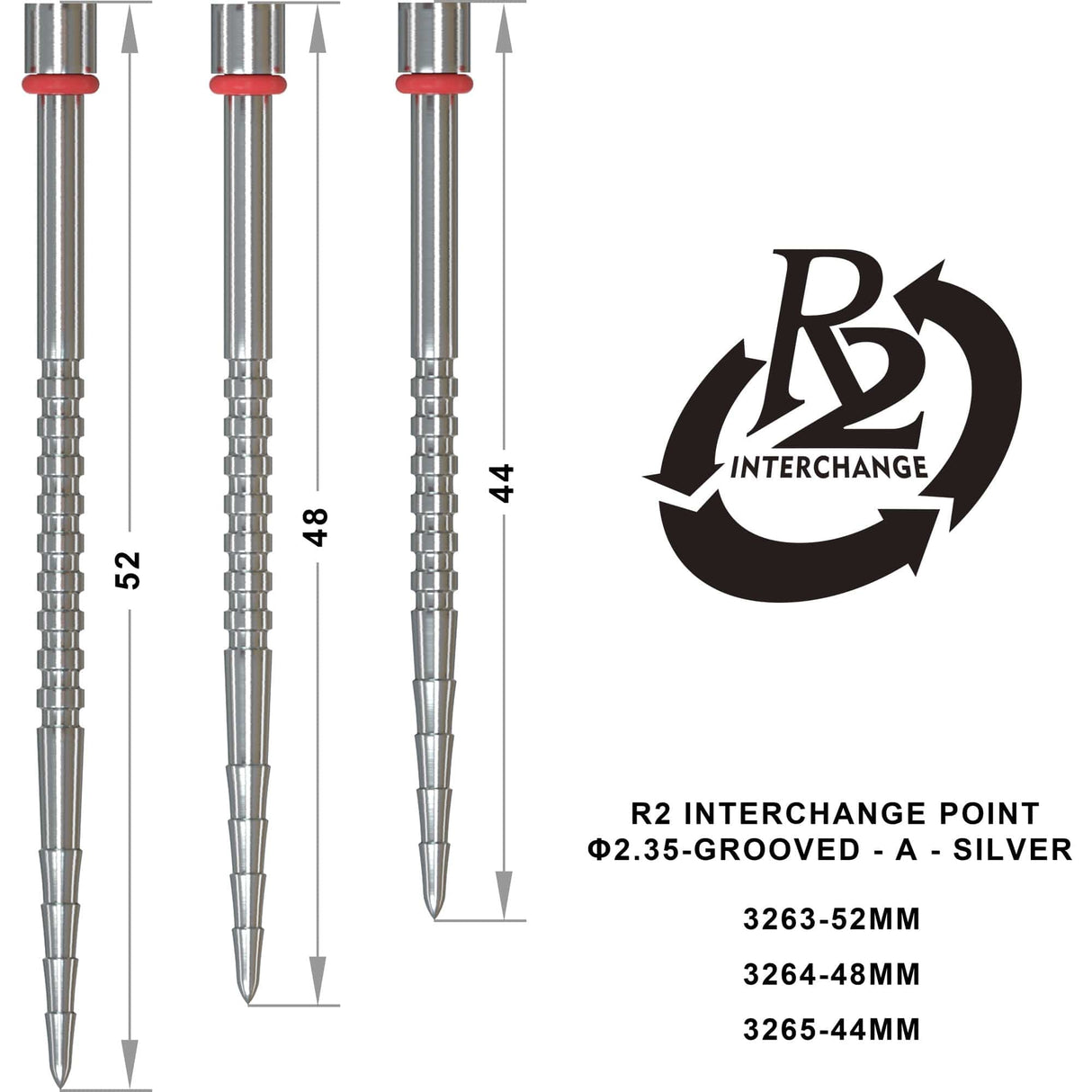 One80 R2 Interchange Points (2.35mm) - Grooved - A - Silver