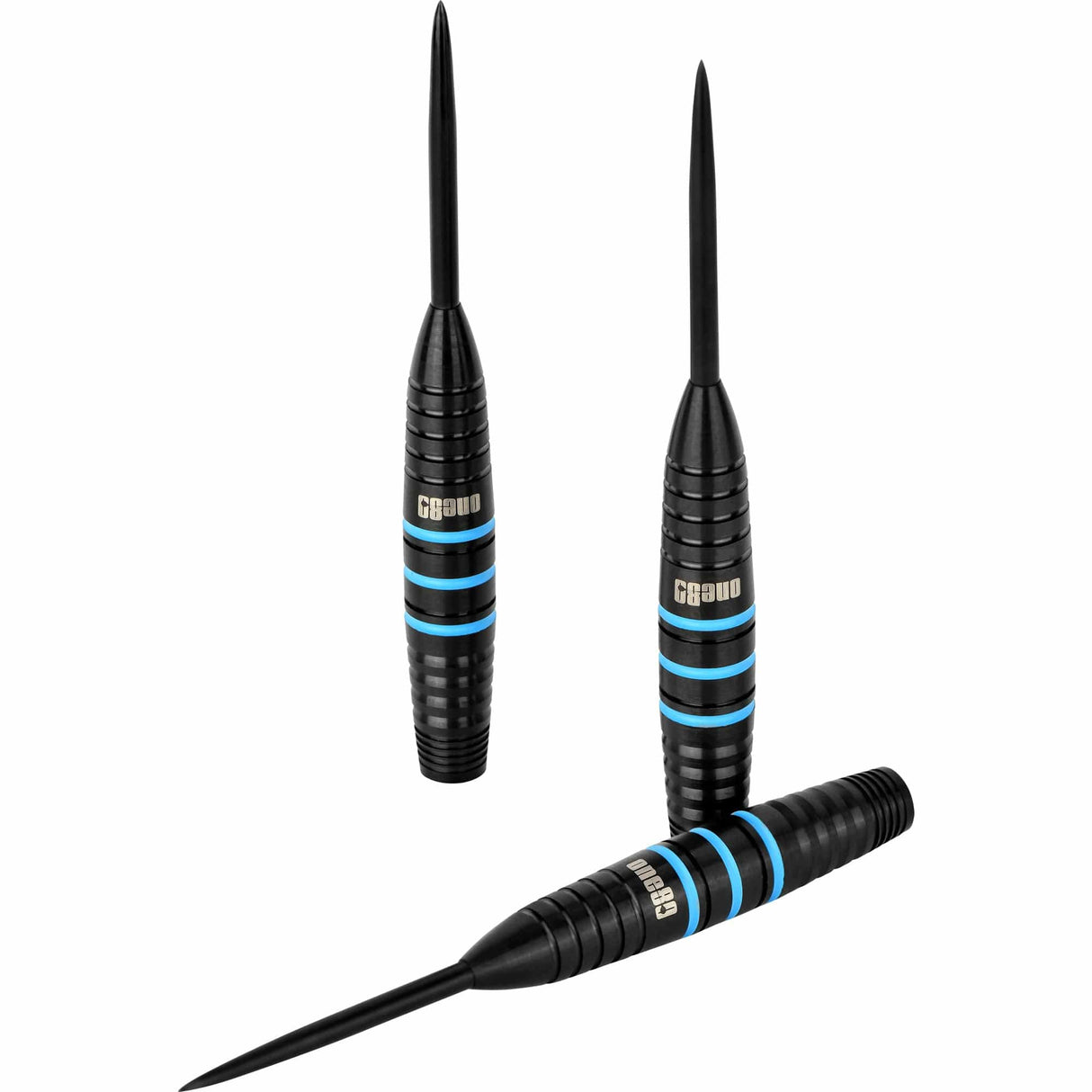 One80 Raise B Darts - Steel Tip - Black - Aqua Blue Rings