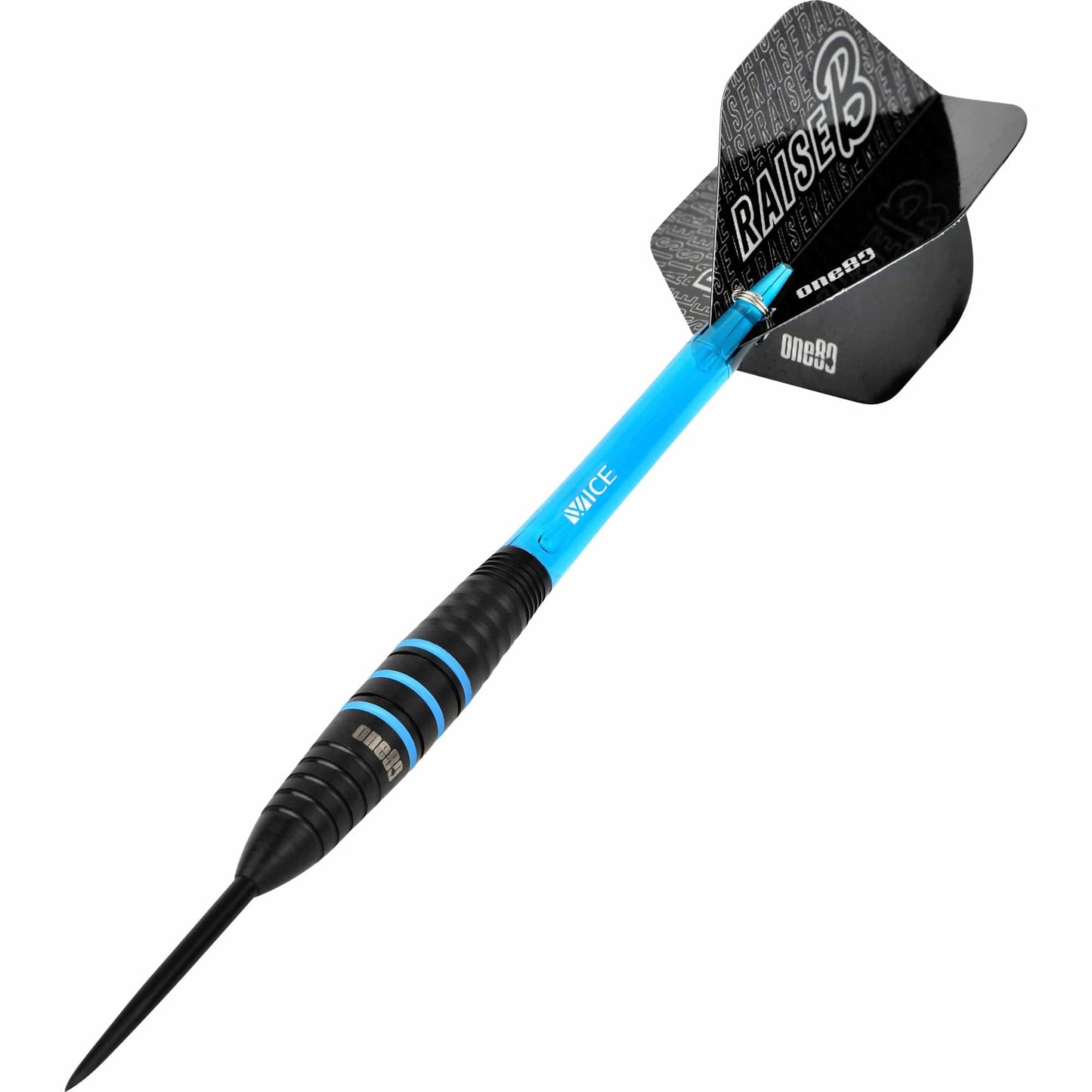 One80 Raise B Darts - Steel Tip - Black - Aqua Blue Rings