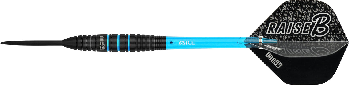 One80 Raise B Darts - Steel Tip - Black - Aqua Blue Rings