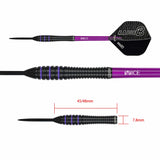 One80 Raise B Darts - Steel Tip - Black - Purple Rings