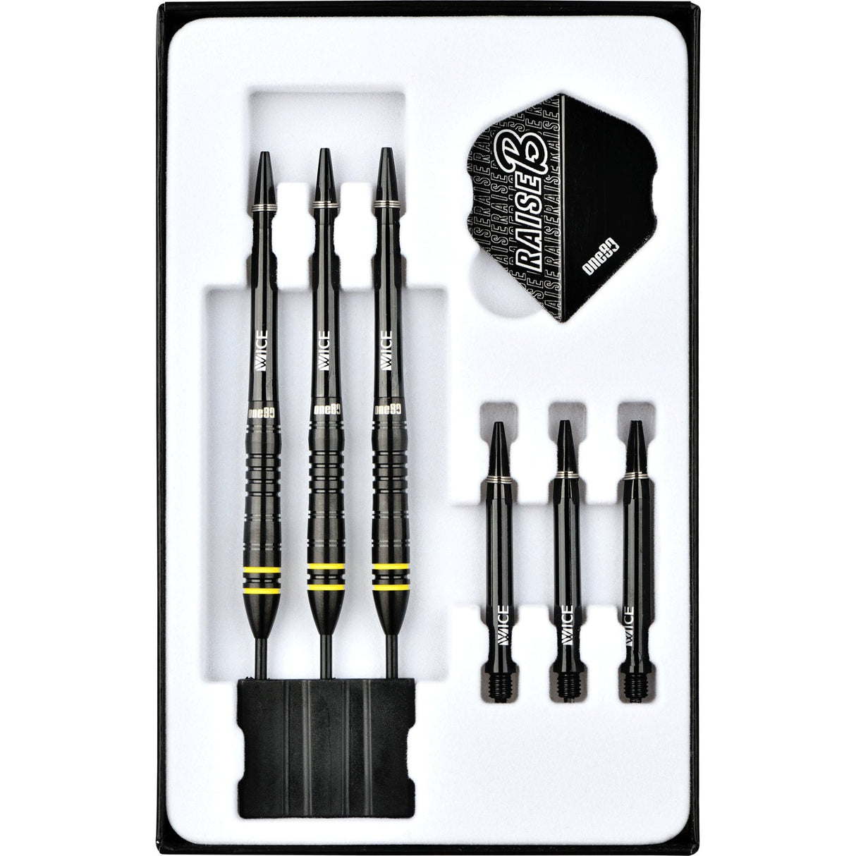 One80 Raise B Darts - Steel Tip - Black - Yellow Rings