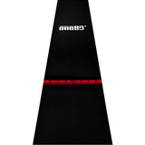 One80 Rubber Dart Mat with Oche - Floor Protection - Black - 300x62cm - Slim Red