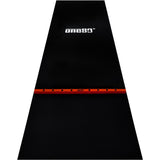 One80 Rubber Dart Mat with Oche - Floor Protection - Black - 300x90cm - Wide Red