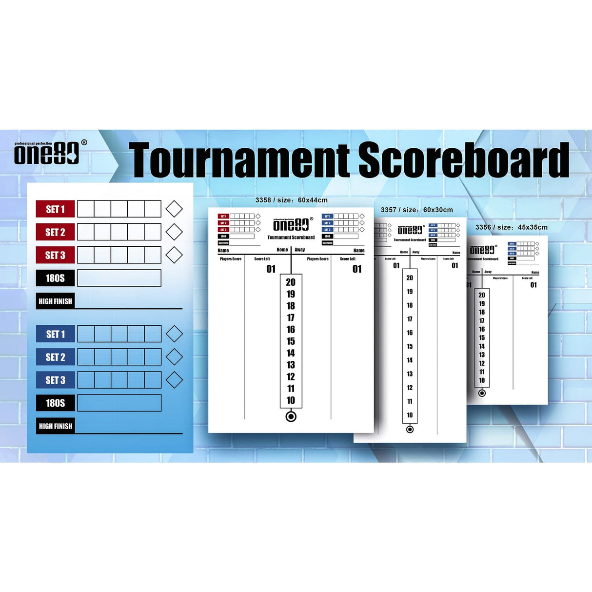 One80 Tournament Scoreboard - Marker Board - Dry Wipe - 45x35cm - Whiteboard