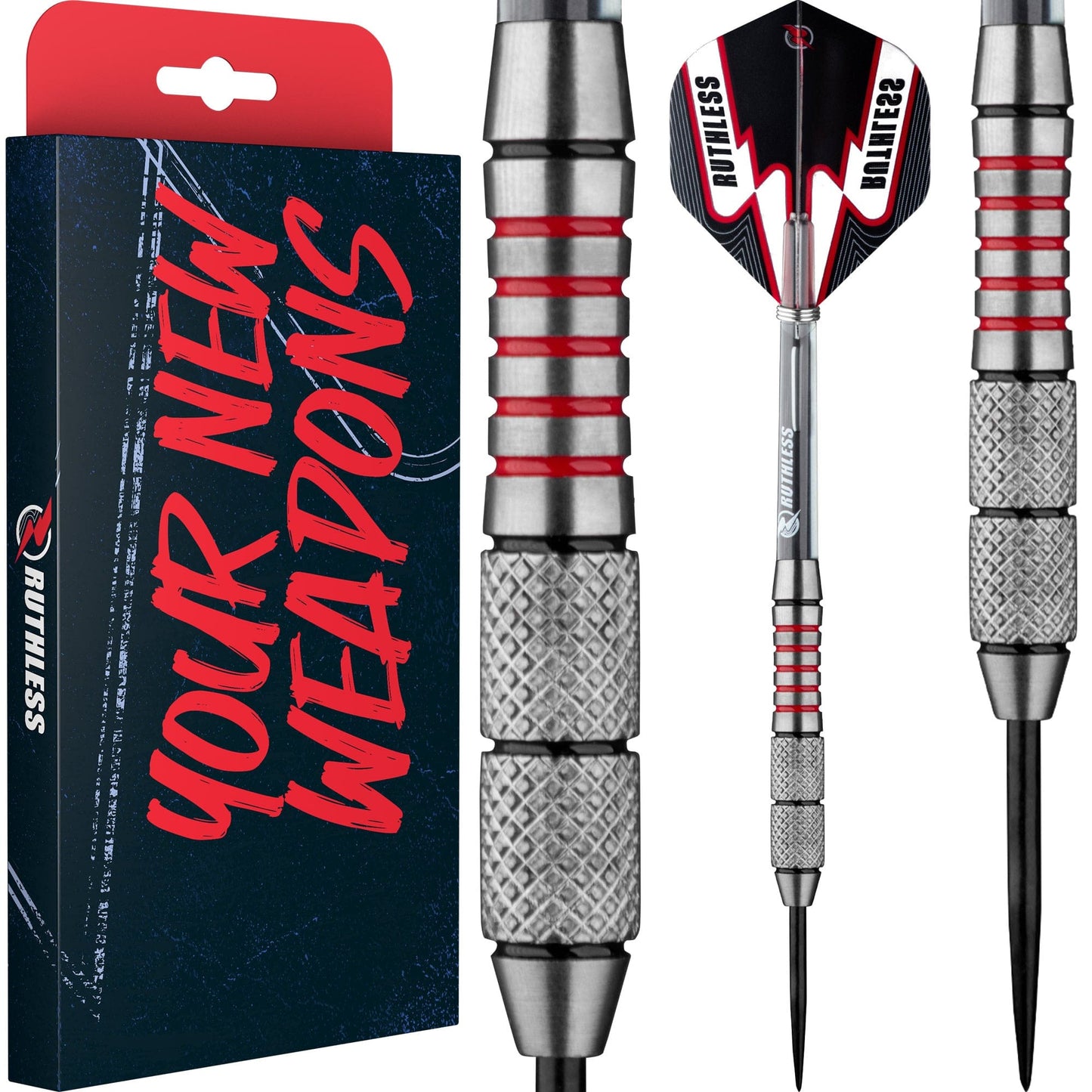 Ruthless Scallop Darts - Steel Tip - Front Knurl - Black & Red - 23g 23g