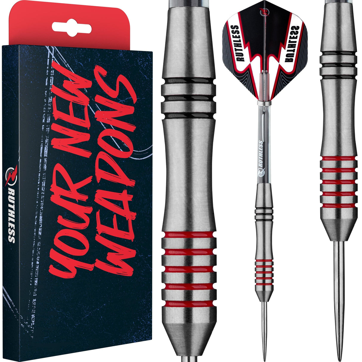 Ruthless Scallop Darts - Steel Tip - Twin Ring - Black & Red - 28g 28g