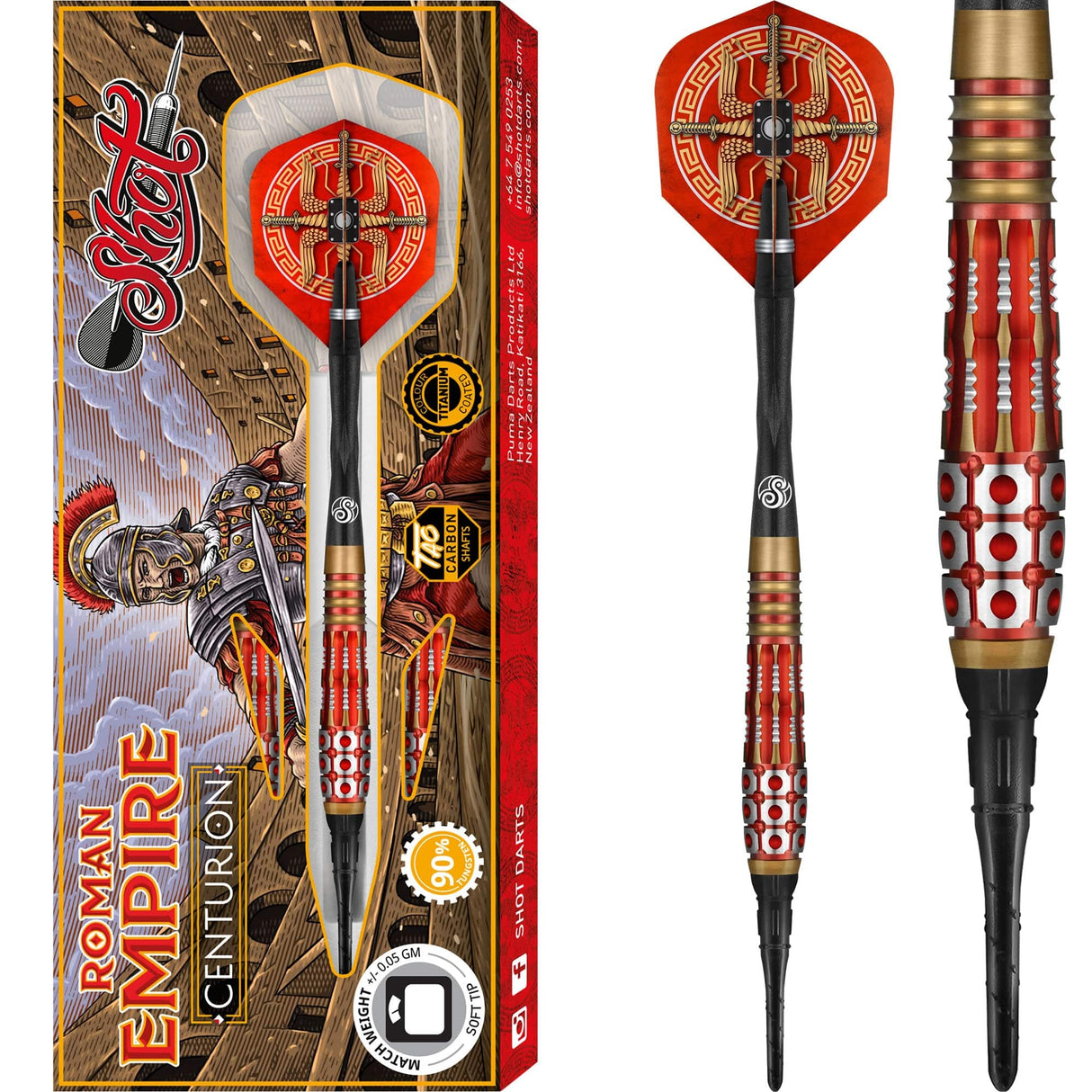 Shot Roman Empire Darts - Soft Tip Tungsten - Centurion 18g