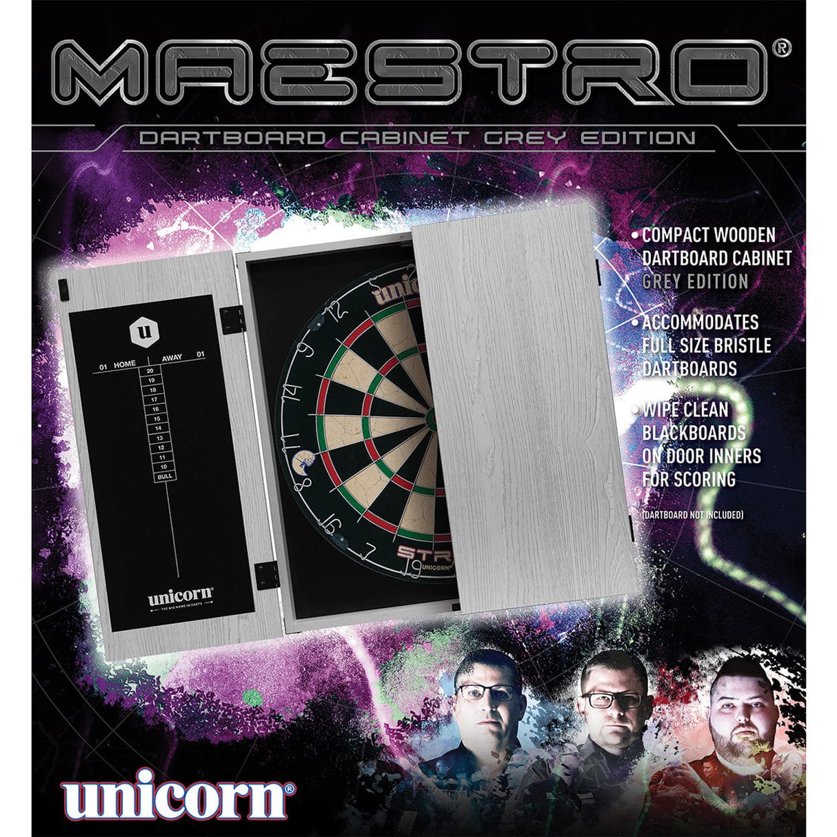 Unicorn Dartboard Cabinet - Maestro - Square - Grey