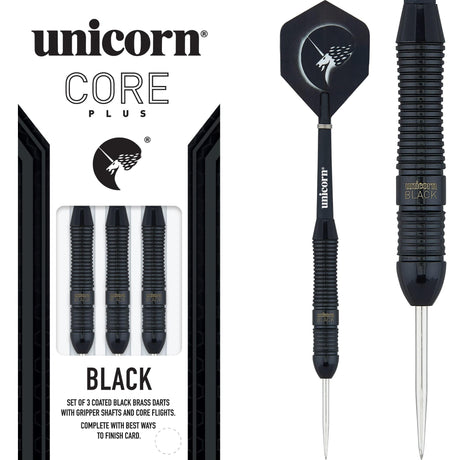 Unicorn Core Plus Win Darts - Soft Tip Brass - Style 1 - Black 16g
