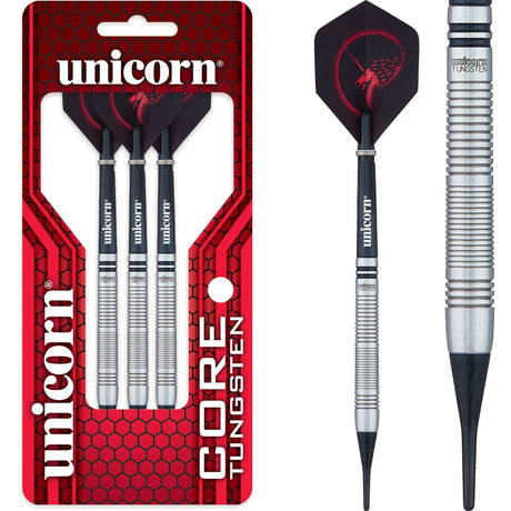 Unicorn Core Tungsten Darts - Soft Tip - Style 2 - Black Ring 18g