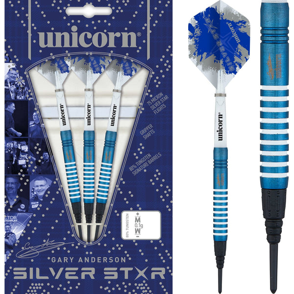 Unicorn Gary Anderson Darts - Soft Tip - Silver Star - Blue