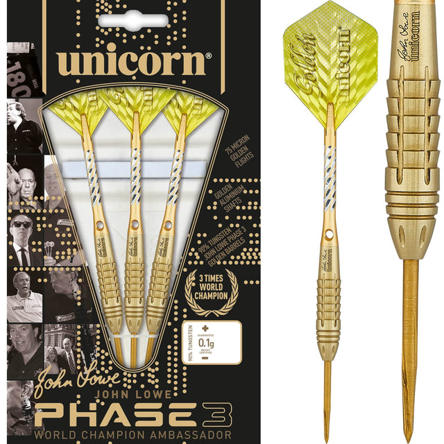 Unicorn John Lowe Darts - Steel Tip - World Champion - Phase 3 - Gold 21g