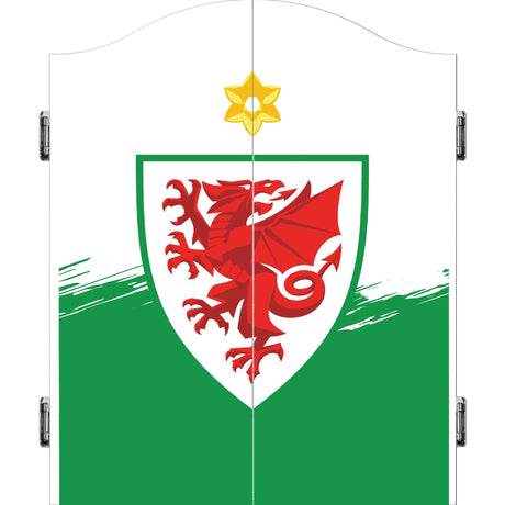 Wales FA - Dartboard Cabinet - Official Licensed - Welsh \ Cymru - C3 - White & Green