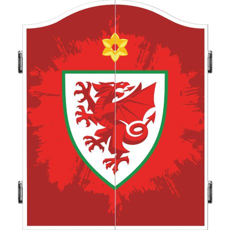 Wales FA - Dartboard Cabinet - Official Licensed - Welsh \ Cymru - C4 - Red with Design