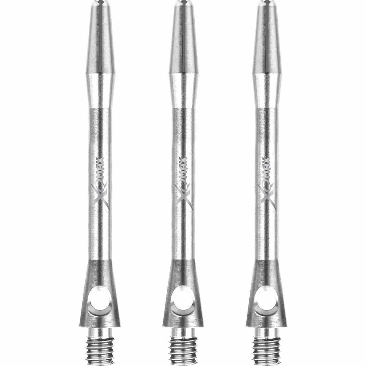 XQMax Aluminium Dart Shafts - Metal Dart Stems - Silver Medium