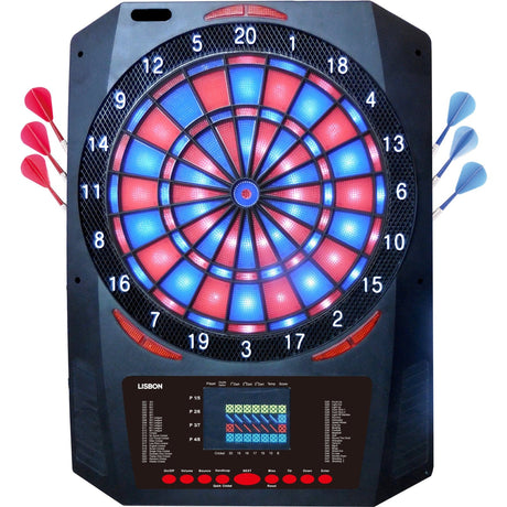 XQMax Electronic Dartboard - Mulitplayer - with 6 Darts - 48 Games - Lisbon