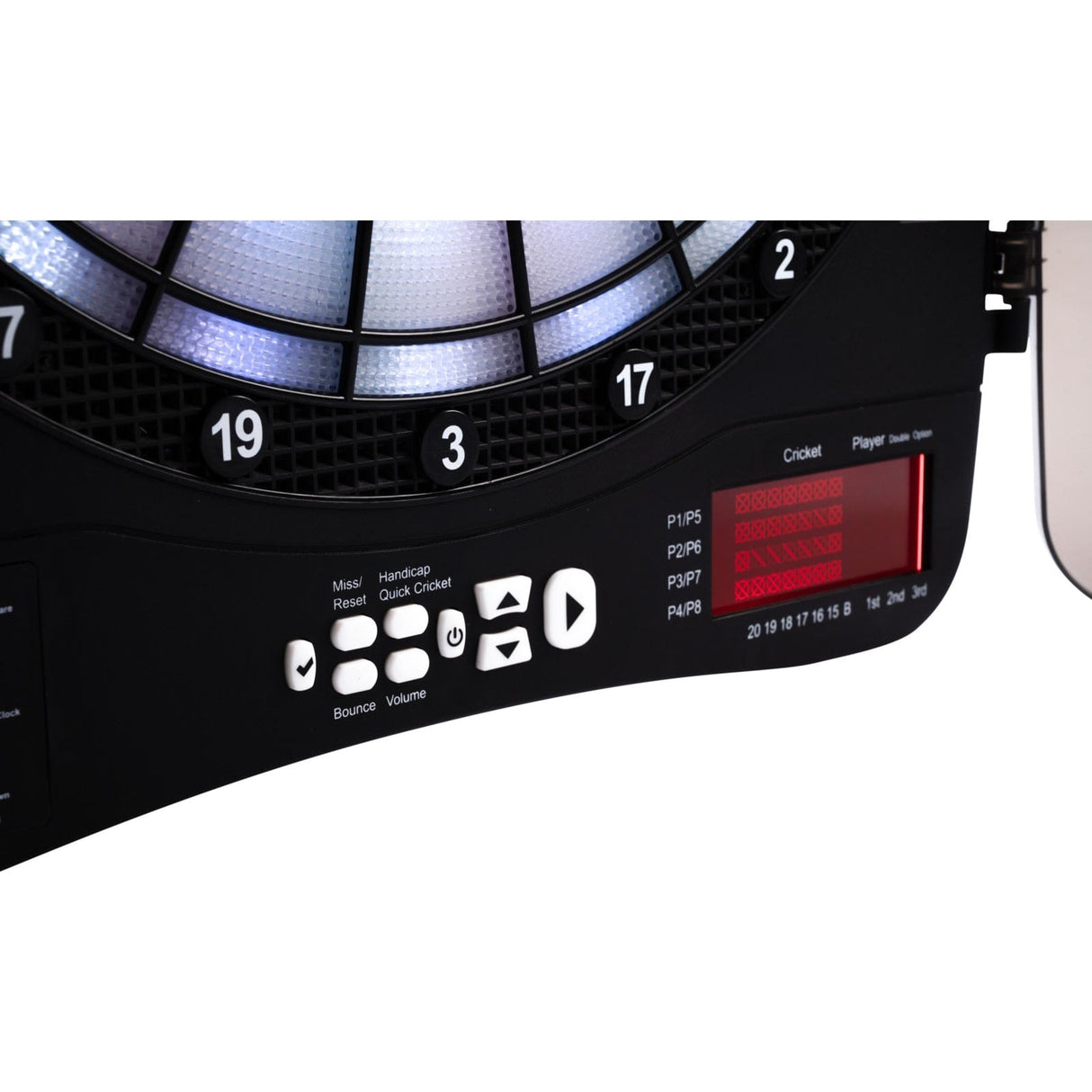 XQMax Electronic Dartboard in Cabinet - Mulitplayer - with 6 Darts - 48 Games - Bern