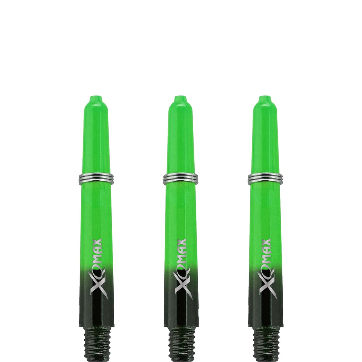 XQMax Gradient Polycarbonate Dart Shafts - with Logo - includes Springs - Black & Green Short